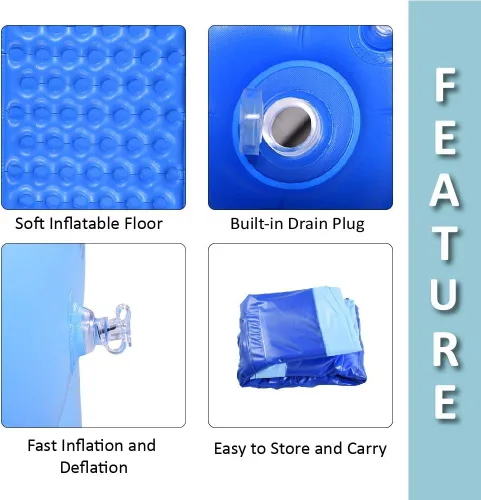 Miniatura 5 de HIWENA Piscina inflable para niños, 45 x 35 x 14 pulgadas, piscina azul para niños, bañera de verano con suelo suave inflable