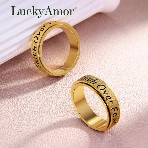 Miniatura 6 de Anillo Giratorio para Mujeres - Anillos de Acero Inoxidable de Fe Sobre el Miedo para Alivio de la Ansiedad para Adultos, Anillo del Pulgar