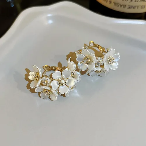 Miniatura 2 de Aretes para mujer, 1 par de aretes de aro geométricos brillantes con incrustaciones de diamantes de imitación a juego, aretes de círculo de empalme