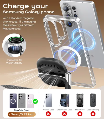 Miniatura 6 de Meifigno Estación de carga 5 en 1 de 25 W para Galaxy S26 Ultra con altavoz Bluetooth, reloj despertador, luz nocturna, cargador inalámbrico