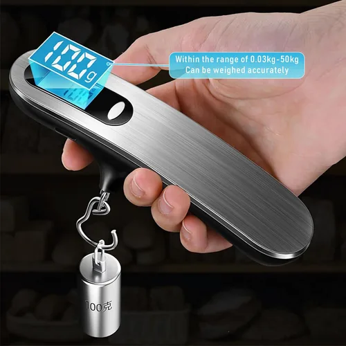 Miniatura 5 de Báscula de equipaje, nueva báscula digital portátil 2.0 para maleta con carga USB, báscula de equipaje de 110 libras110.2 lbs con gancho, báscula