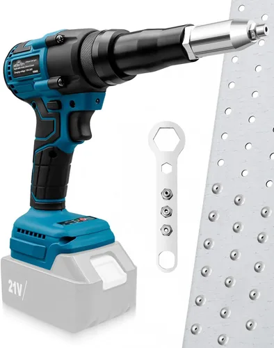Pistola de Remaches Inalámbrica Compatible con Batería de 18V, Kit de Herramienta de Remache Ciego Eléctrico sin Escobillas, Pistola de Remaches Pop