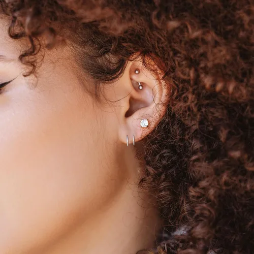 Miniatura 18 de 2 Pairs Double Hoop Earrings, Gold Cartilage Earrings for Women, Small Silver Helix Piercing Jewelry,Spiral Nose Ring Tiny Twist Earrings as Gift
