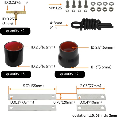 Miniatura 5 de Kit de intercooler para Nissan Skyline GT-R R32 HCR32 HNR32 RB20DET; R33 ECR33 GTS RB25DET; R34 ER34 GTT RB25DET, 1989-2001 Bolt On