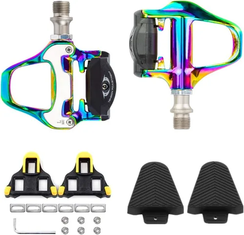 Miniatura 8 de BESTYMXY Pedales de bicicleta Pedales de bicicleta de carretera Pedales ultraligeros compatibles con Shimano SPD-SL + juego de tacos + cubiertas