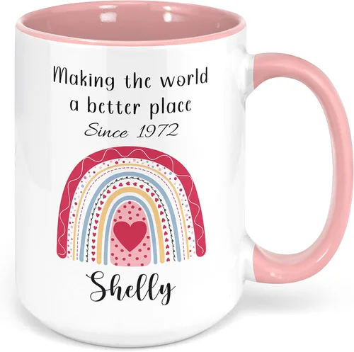 Miniatura 17 de Livado Regalos de cumpleaños número 100 para mujeres, mamá, ella, niña, esposa, abuela, hermana, amiga, taza de arcoíris personalizada y nombre, edad