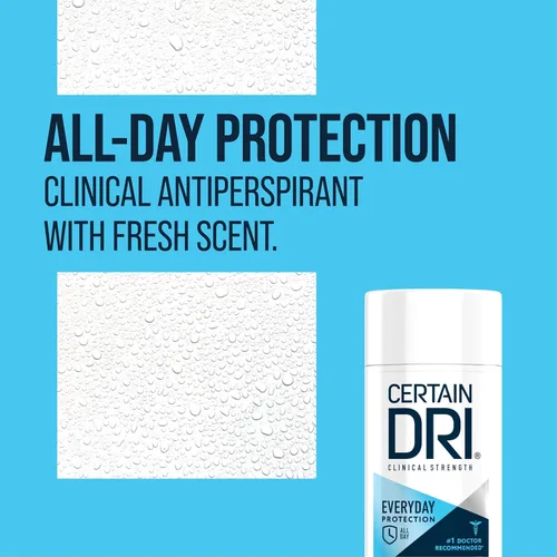 Miniatura 2 de Certain Dri Everyday Strength - Antitranspirante clínico, protección contra el sudor de 72 horas para hiperhidrosis, recomendado por médicos, apto