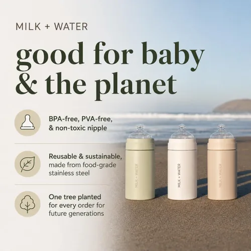 Miniatura 7 de MILK & WATER - Dispensador de biberones y fórmula para bebés todo en uno de acero inoxidable sobre la marcha, mantiene el agua caliente y la fórmula