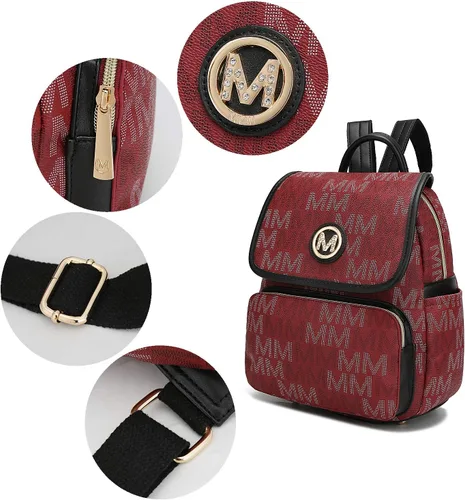 Miniatura 7 de MKF - Mochila para mujer de cuero vegano con asa superior, bolsa de viaje a la moda, mochila