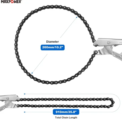 Miniatura 3 de MAXPOWER Abrazadera de cadena de bloqueo, alicates Chian de bloqueo de 9 pulgadas con cadena de 35.8 pulgadas, paquete de 2