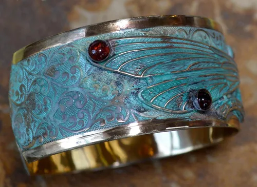 Miniatura 3 de Pulsera de libélula, granate auténtico