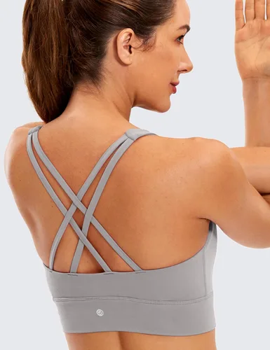 Miniatura 3 de CRZ YOGA Butterluxe - Brasier deportivo de cuello alto con tirantes delgados para mujer, con relleno, espalda cruzada, para entrenamiento, deportes