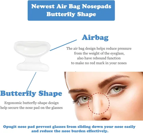 Miniatura 2 de Almohadillas nasales con bolsa de aire, forma de mariposa, almohadillas adhesivas para la nariz, almohadillas antideslizantes para la nariz, cómodas