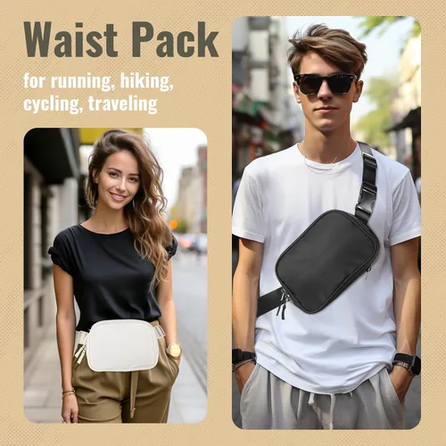 Miniatura 2 de ProCase Riñonera mejorada para hombres y mujeres, a la moda, impermeable, para correr, con correa resistente ajustable y doble cremallera