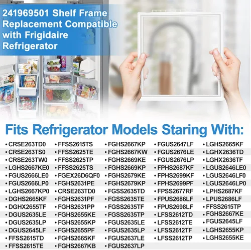 Miniatura 5 de Marco de Estante Mejorado 241969501 sin Vidrio Compatible con Refrigerador Piezas de Repuesto de Estante Frigidaire Repuesto de Estante Frigidaire