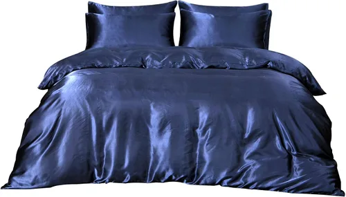 Miniatura 12 de Juego de funda de edredón de satén, tamaño individual e individual XL, ropa de cama de lujo suave y sedosa, funda de edredón de satén sedoso de 600