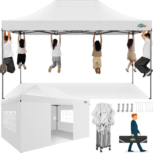 Miniatura 39 de COBIZI Toldo de 10 x 20 pies con paredes laterales, carpa de fiesta resistente para fiestas, bodas, tienda de campaña portátil plegable fácil