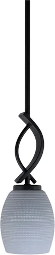 Miniatura 52 de Toltec Lighting Cavella Stem Colgado Mini colgante, acabado grafito, vidrio de muselina blanca de 4 pulgadas