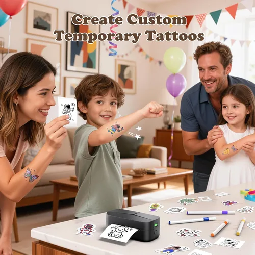 Miniatura 4 de Phomemo TK32 - Kit de tatuaje temporal para niños a partir de 8 años, impresora térmica de tatuajes Bluetooth, crea e imprime tatuajes temporales