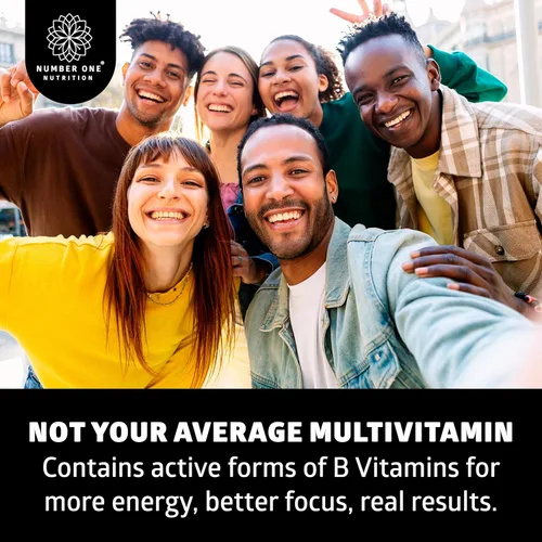 Miniatura 4 de Number One Nutrition Multivitamínico metilado para mujeres y hombres, multivitaminas diarias naturales con folato, vitamina B12, vitamina B2 y B6
