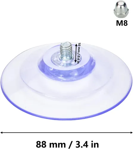 Miniatura 2 de AccEncyc Gran ventosa de succión con tornillos 85mm / 3.4" Almohadillas de succión de plástico 4 paquetes PVC transparente con tuerca de rosca M8