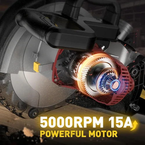 Miniatura 2 de Sierra ingletadora compuesta de 10 pulgadas, 5000 RPM, 15 amperios, bisel único 0-45° con mesa de extensión, hoja 36T, sierra eléctrica para metal