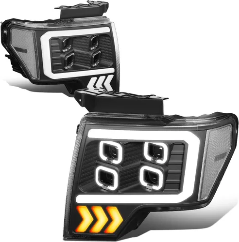 Miniatura 12 de DNA Motoring HL-OH-F1509-BK-CL1 - Faros delanteros con carcasa negra y lente transparente compatibles con Ford F150 09-14