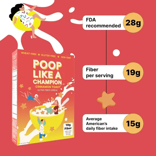 Miniatura 6 de Poop Like A Champion Cereal alto en fibra – Sabor tostada de canela Apto para dieta cetogénica baja en carbohidratos sin gluten y saludable