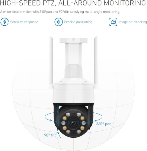 Miniatura 4 de EVERSECU Tuya Smart WiFi 5MP 20X Zoom óptico de seguimiento automático PTZ cámara de seguridad PTZ para exteriores, panorámica/inclinación/zoom