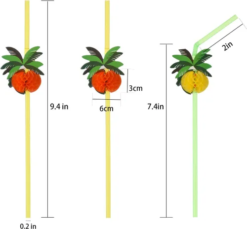 Miniatura 2 de ALINK 50 pajitas de árbol de coco, suministros de decoración de fiesta hawaiana para cóctel de playa Luau Diseño de árbol de coco