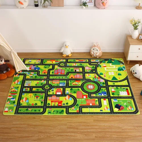 Miniatura 7 de FairOnly Alfombra infantil de 3 x 5 pies para niños, alfombra de juego para la vida de la ciudad, alfombra educativa para el automóvil, alfombra