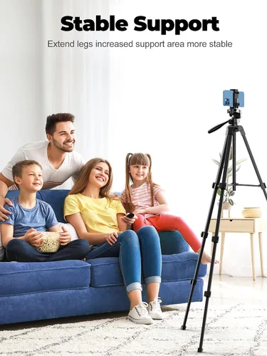 Miniatura 8 de EMART Soporte de trípode para teléfono de 61 pulgadas con cuello de ganso flexible, trípode portátil para iPhone y cámara, soporte aéreo