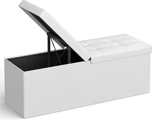 Miniatura 20 de SONGMICS Colección MAZIE - Banco otomano de almacenamiento de 43 pulgadas con tapa abatible, baúl de almacenamiento con soporte de marco de hierro