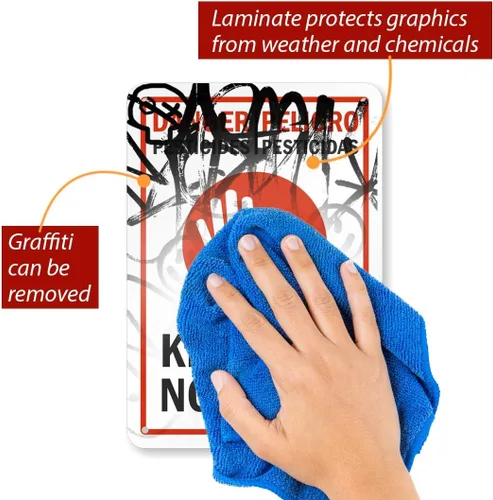 Miniatura 5 de SmartSign Letrero bilingüe "Peligro - Pesticidas, Keep Out" Aluminio de 7 x 10 pulgadas