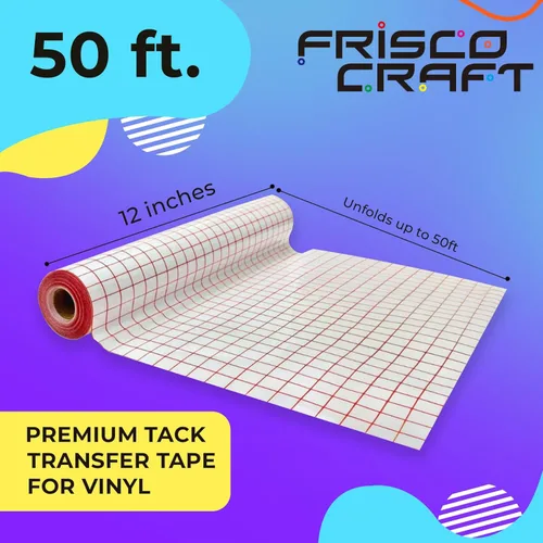 Miniatura 2 de Frisco Craft Cinta de transferencia de tachuelas prémium para vinilo, con rejilla de alineación y respaldo de papel, perfecta para vinilo Rejilla