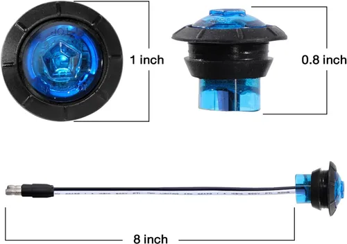Miniatura 3 de MADCATZ Meerkatt 2ª generación 3/4 pulgadas redondo azul LED mini botón lateral luz camión barco remolque universal 2 pines enchufe 12V DC ojales