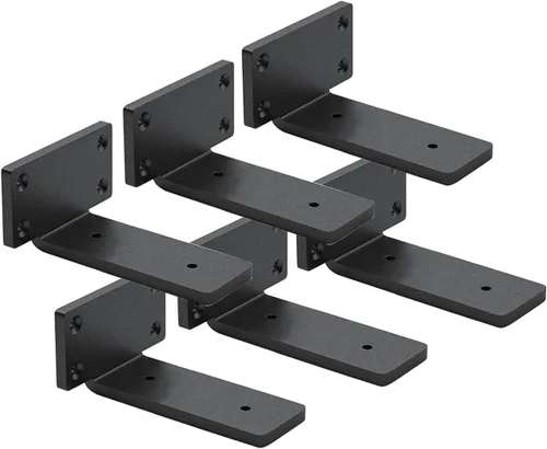 Miniatura 13 de Paquete de 4 soportes de estante flotantes de 8 pulgadas, soporte de estante oculto de 1/5 pulgadas de grosor, soportes de metal de hierro