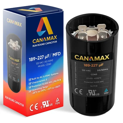 Miniatura 30 de 108-130 uf 108/130 MFD 110-125 VCA Voltios CD60 Condensador de arranque de motor redondo 50/60 Hz AC Eléctrico - Compatible con condensadores