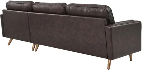 Miniatura 6 de Modway Valour - Sofá modular de cuero de estilo moderno de 98 pulgadas en color marrón