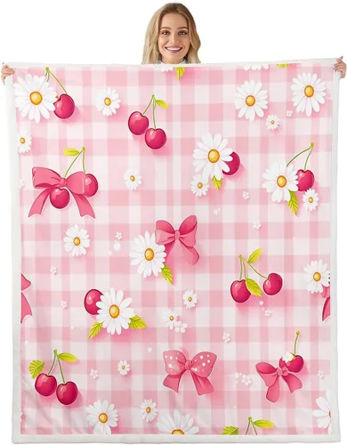 Miniatura 15 de Manfei Blue Flower Throw Blanket Watercolor Floral Print Fleece Blanket Botanical Wildflower Cozy Throws for Bed Couch Sofa,Kids Boys Girls Room