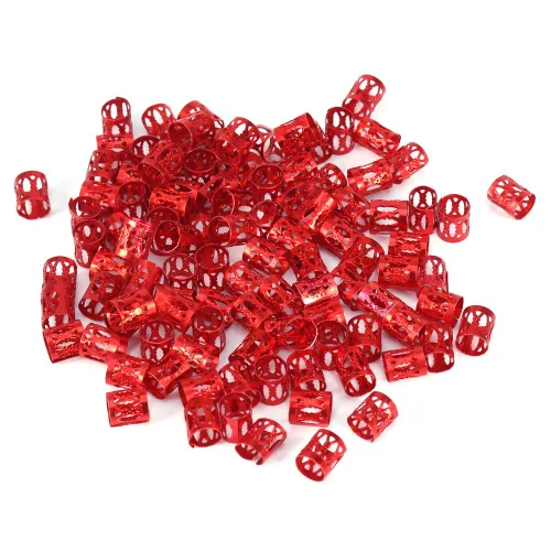 Miniatura 4 de 100 piezas de cuentas trenzadas de metal, nuevas cuentas de rastas coloridas, anillos trenzados para el cabello, clips para cerraduras de temor