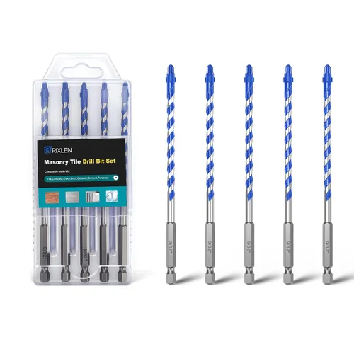 Miniatura 23 de Paquete de 5 brocas para azulejos de 1/2 pulgada, brocas de mampostería con vástago hexagonal para azulejos, hormigón, ladrillo, vidrio, porcelana