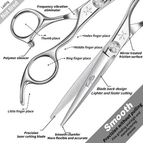 Miniatura 3 de Tijeras de corte de pelo de peluquero extremadamente afiladas profesionales de alta gama Tijeras de peluquería para cabello 6 pulgadas tijeras