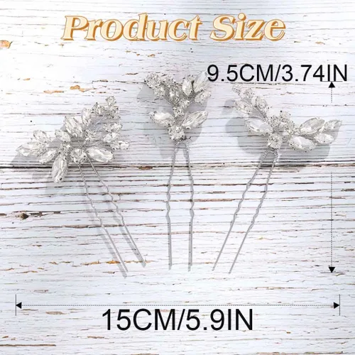 Miniatura 7 de JAKAWIN Horquillas de pelo nupcial Rhinestone de plata Accesorios para el cabello de la boda Joyería de cristal para el cabello para las mujeres