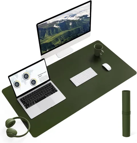 Miniatura 66 de YSAGi Almohadilla de escritorio de piel antideslizante, tapete impermeable para teclado de computadora portátil, protector de mesa y alfombrilla