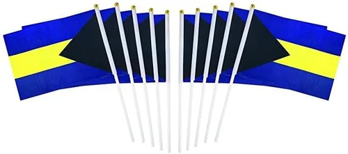 Paquete de 10 banderas de las Bahamas de las Bahamas en palo de 5 x 8 pulgadas, decoraciones patrióticas, decoración de aula, pequeñas mini banderas