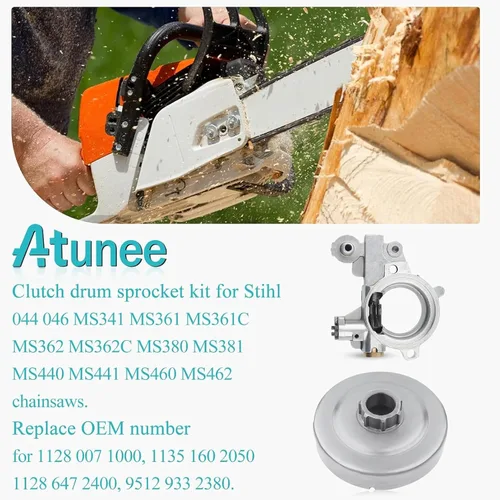 Miniatura 3 de Kit de bomba de aceite de rueda dentada de tambor de embrague de 3/8"-7T para Stihl 044 046 MS341 MS361 MS362 MS362C MS380 MS381 MS440 MS441 MS460