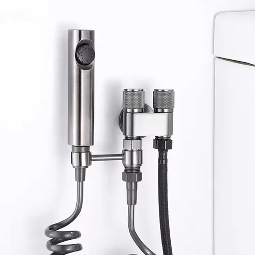 Miniatura 4 de Pulverizador de bidé de mano para inodoro, accesorio de rociador de acero inoxidable para lavado femenino y doble interruptor, accesorio de bidé