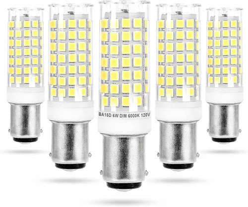 Miniatura 9 de Ziomitus BA15D Bombillas LED de Base Bayoneta de Doble Contacto/DC de 120 Voltios, Reemplazo de 50 Vatios-75 Vatios, T3/T4/C7/S6, 2700K Blanco
