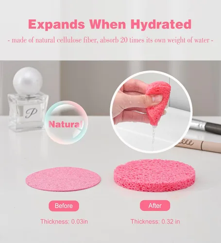Miniatura 4 de METUUTER 50 PCS esponjas faciales comprimidas para esteticistas - esponja facial de celulosa 100% natural, esponjas cosméticas profesionales de spa